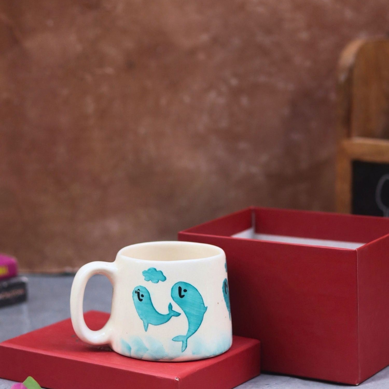 Handmade Dolphin Mug in a Gift Box