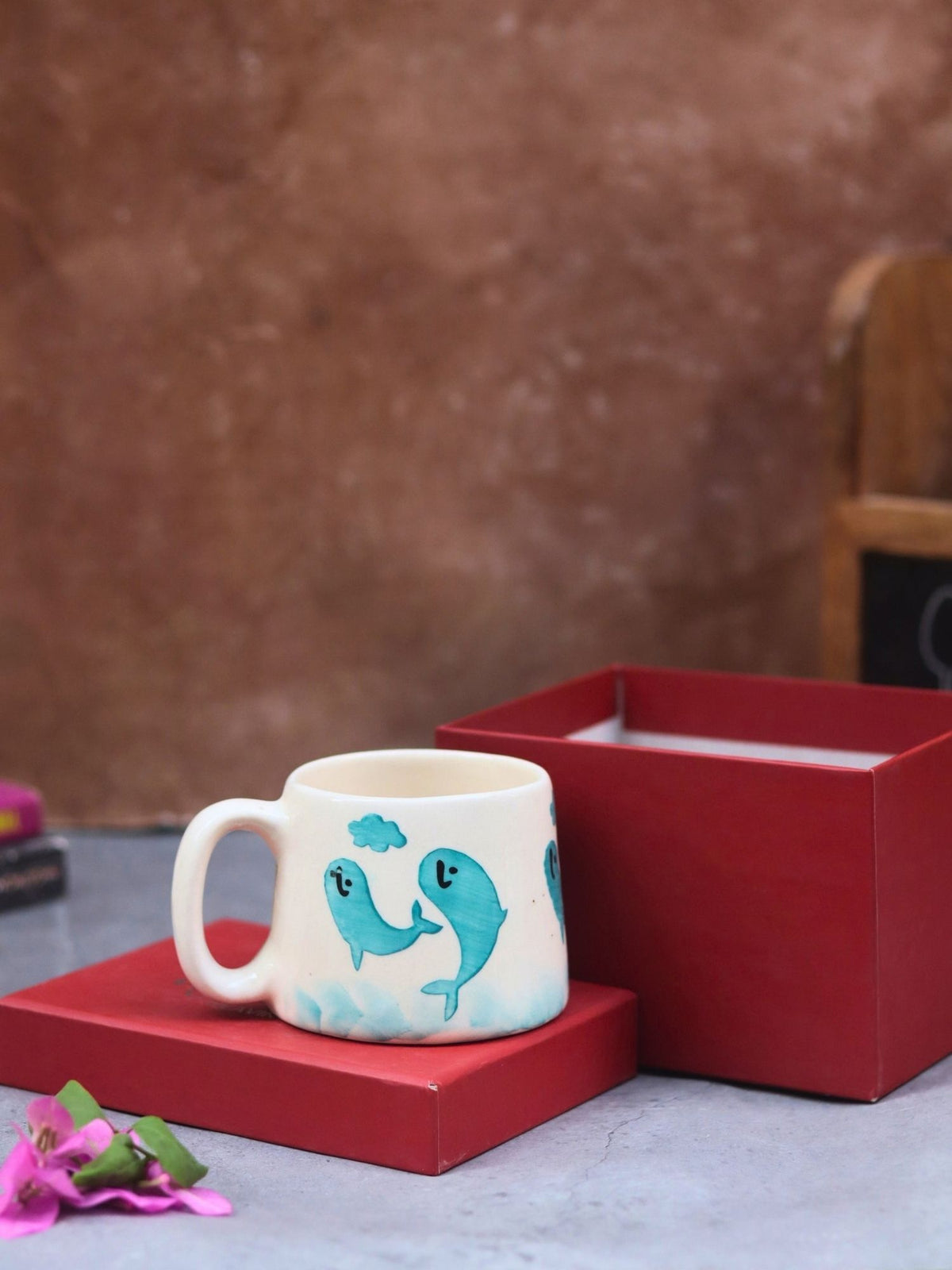 Handmade Dolphin Mug in a Gift Box