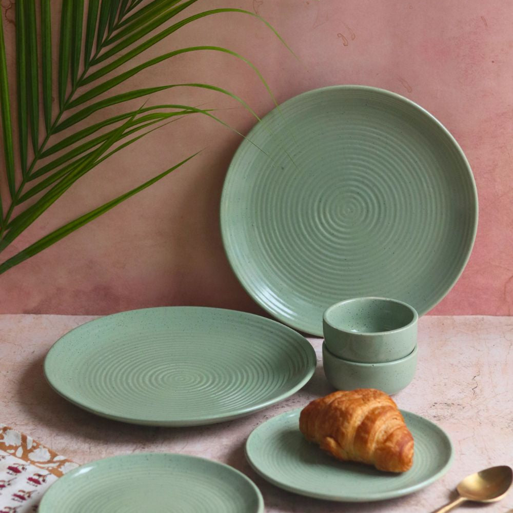 Set of 6 - Sage Green Dinner set made by ceramic