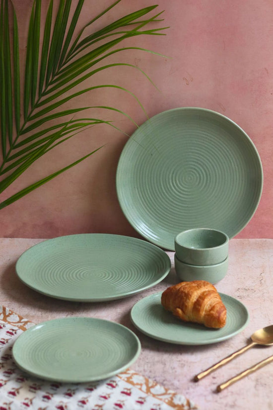 Set of 6 - Sage Green Dinner set made by ceramic