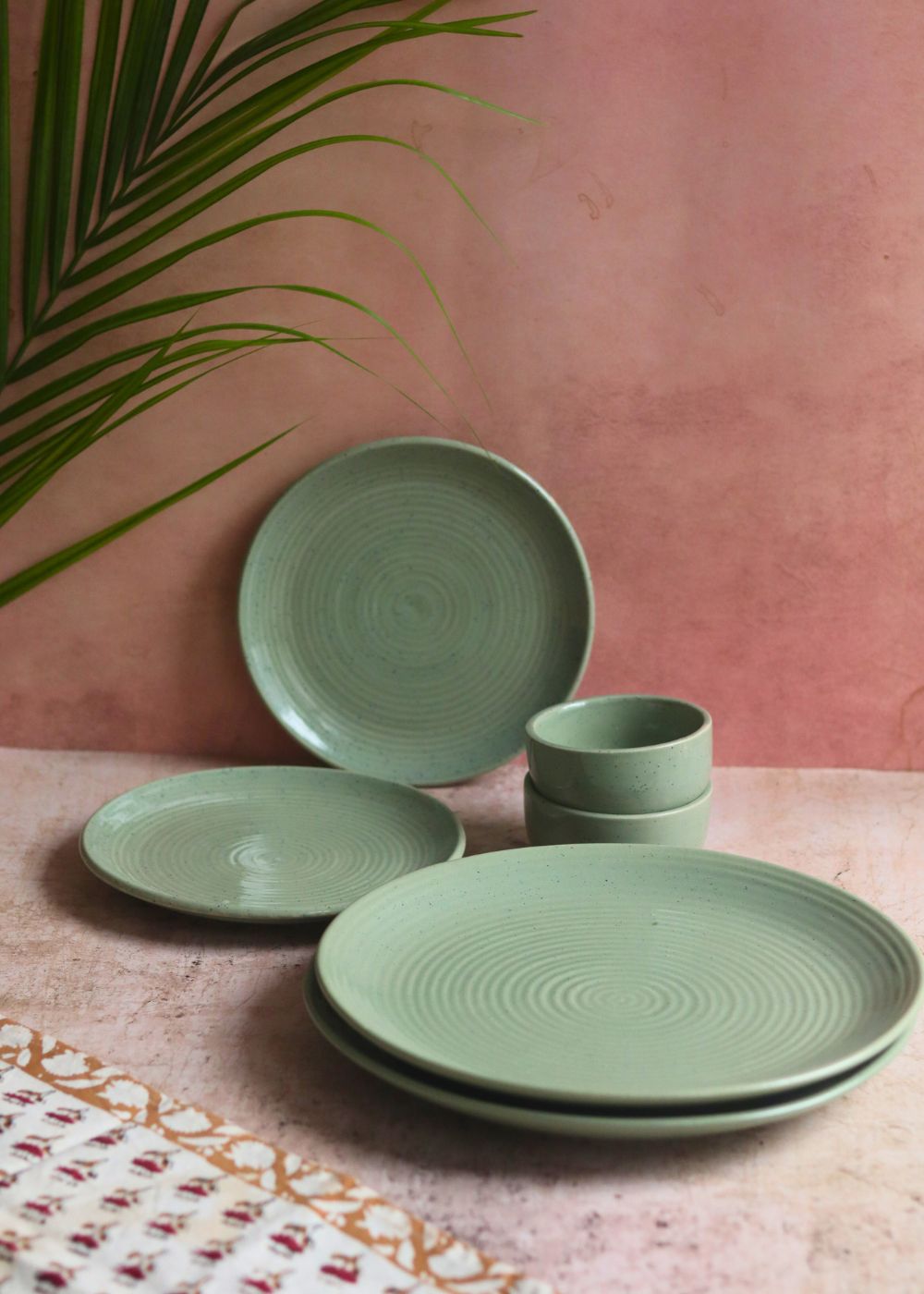 Set of 6 - Sage Green Dinner set with premium quality material