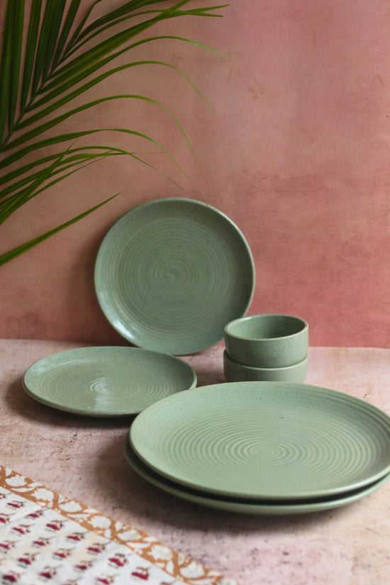 Set of 6 - Sage Green Dinner set with premium quality material