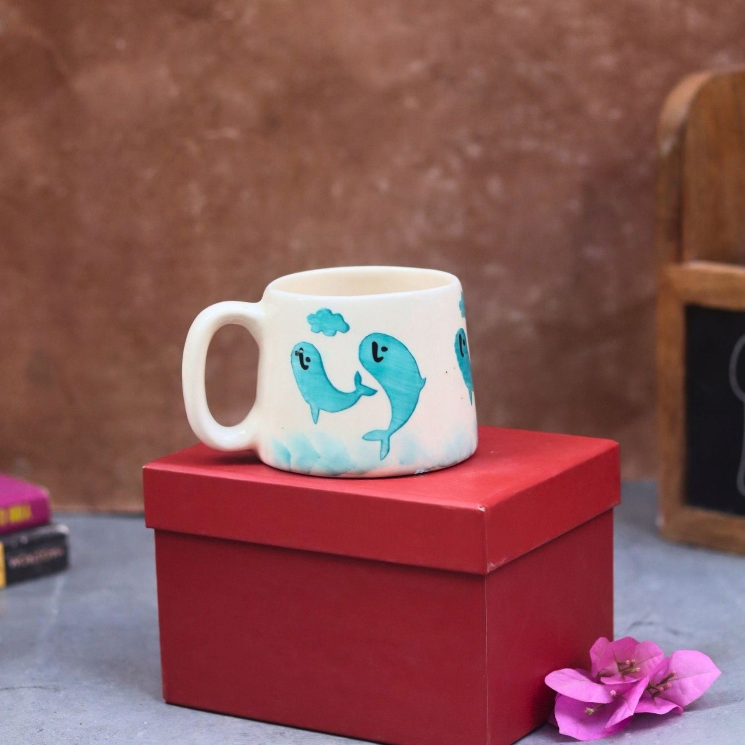Dolphin Mug in a Gift Box made by ceramic