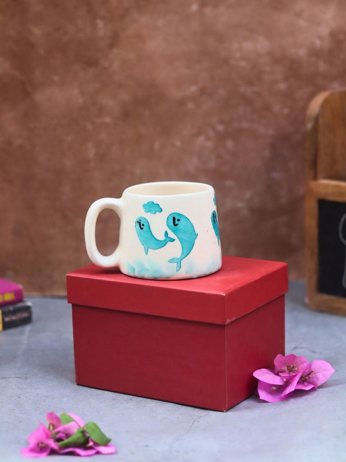 Dolphin Mug in a Gift Box made by ceramic