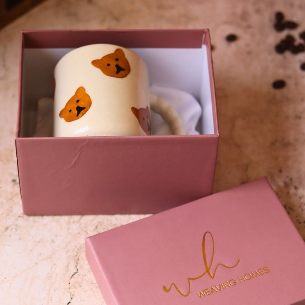 Handmade Teddy bear mug in a gift box