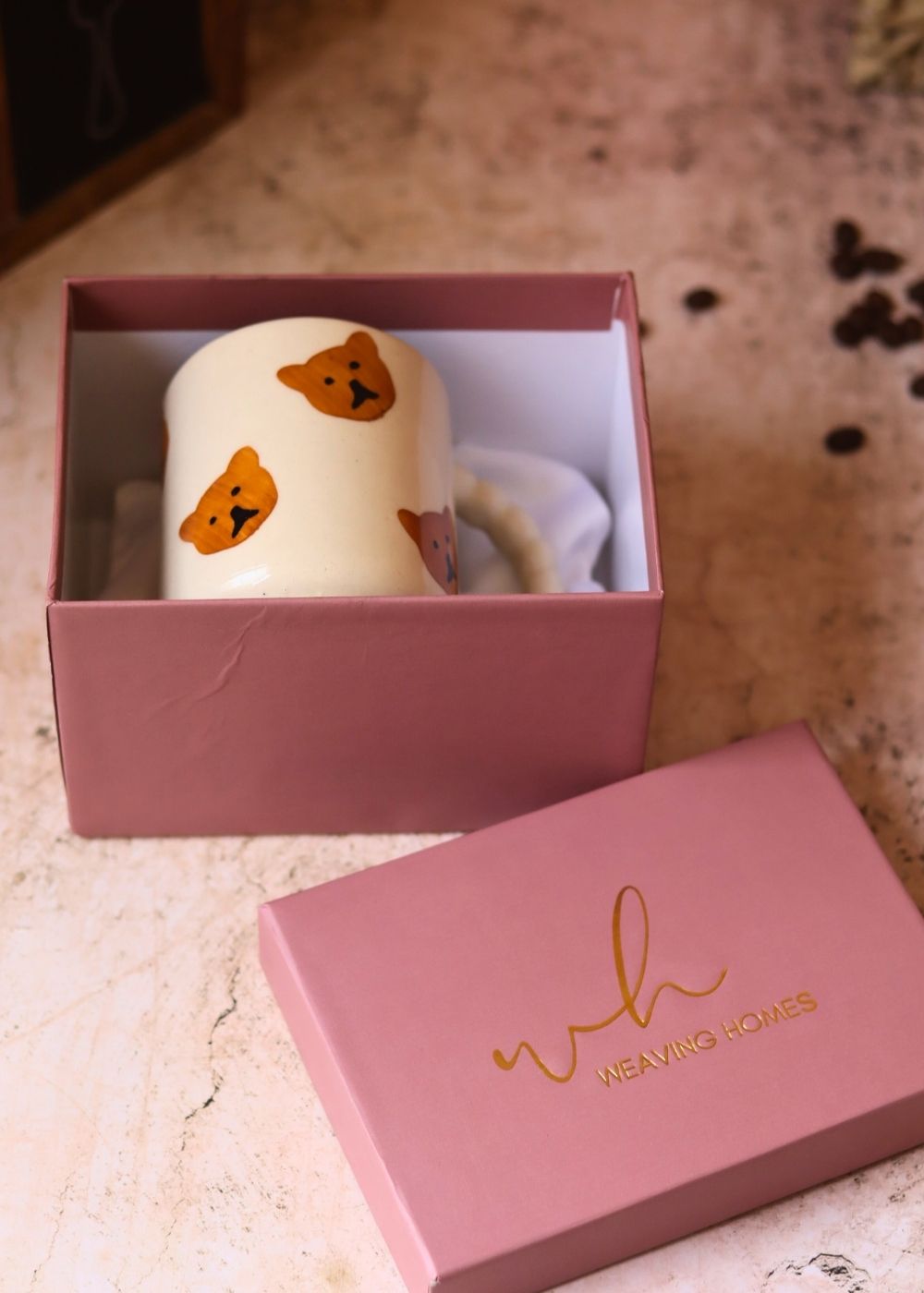 Handmade Teddy bear mug in a gift box