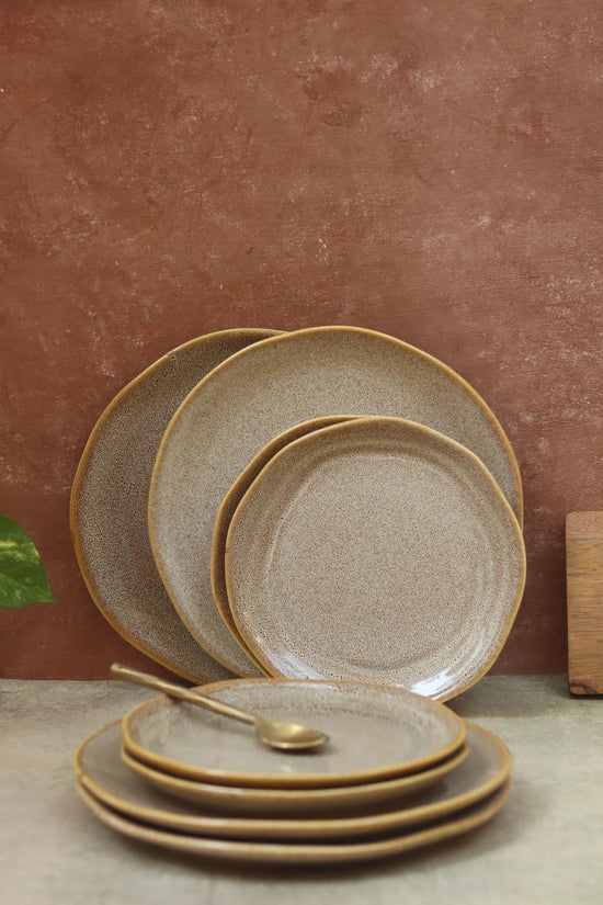 Set of 8 -  Beige Artisanal Dinner Set handmade in india