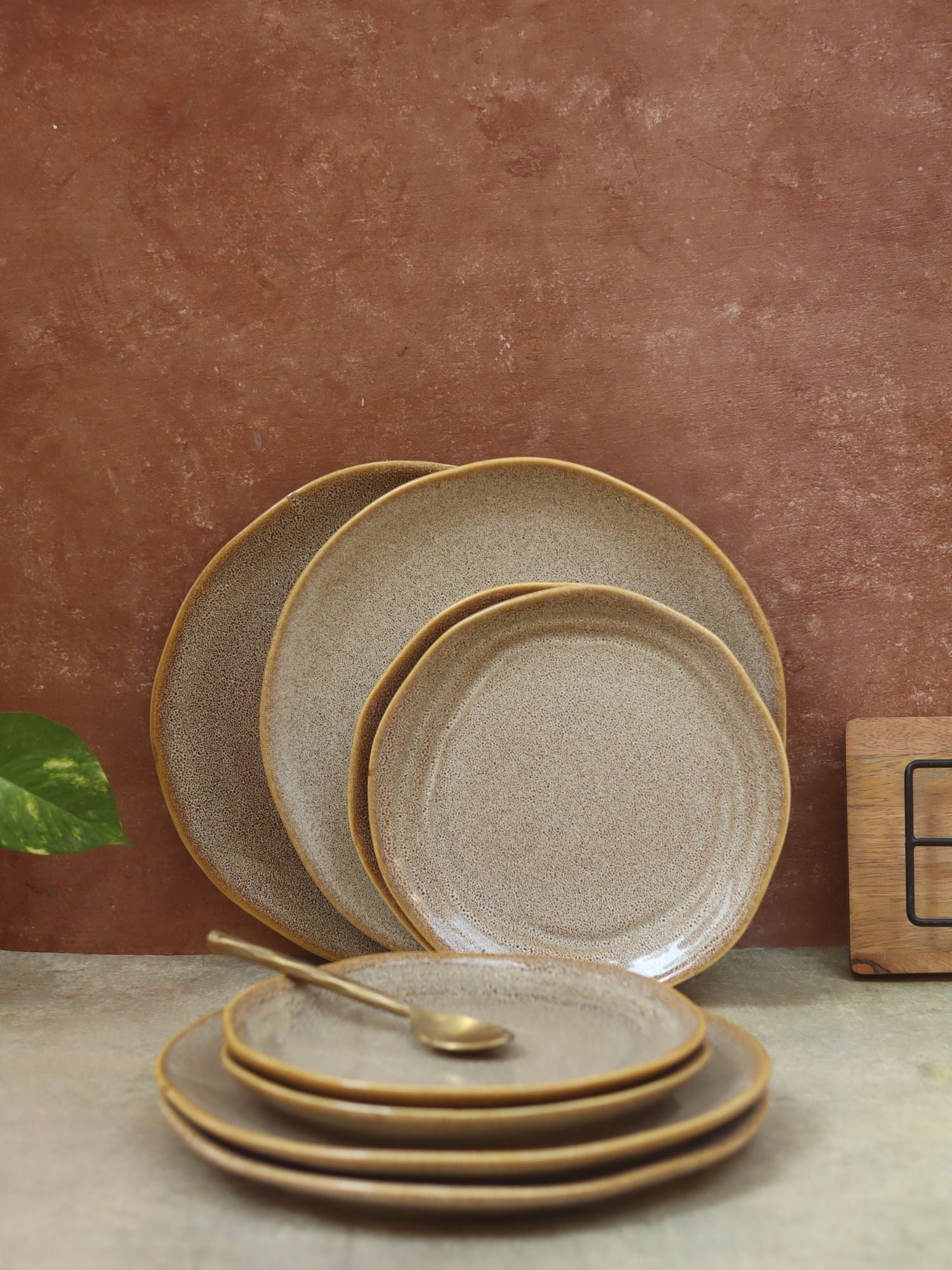 Set of 8 -  Beige Artisanal Dinner Set handmade in india