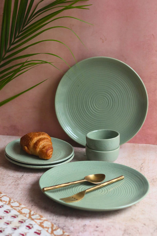 Set of 6 - Sage Green Dinner set handmade in india