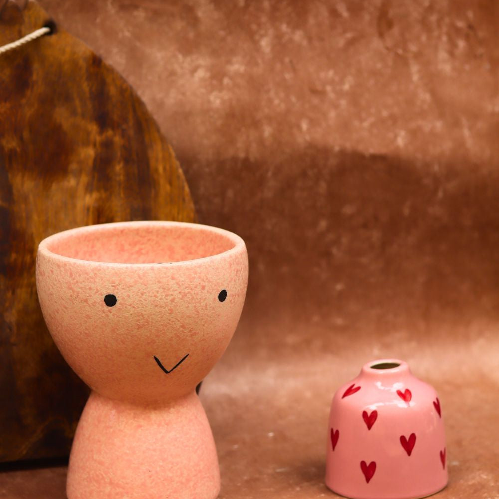 handmade Smiley Face & heart Bud vases combo