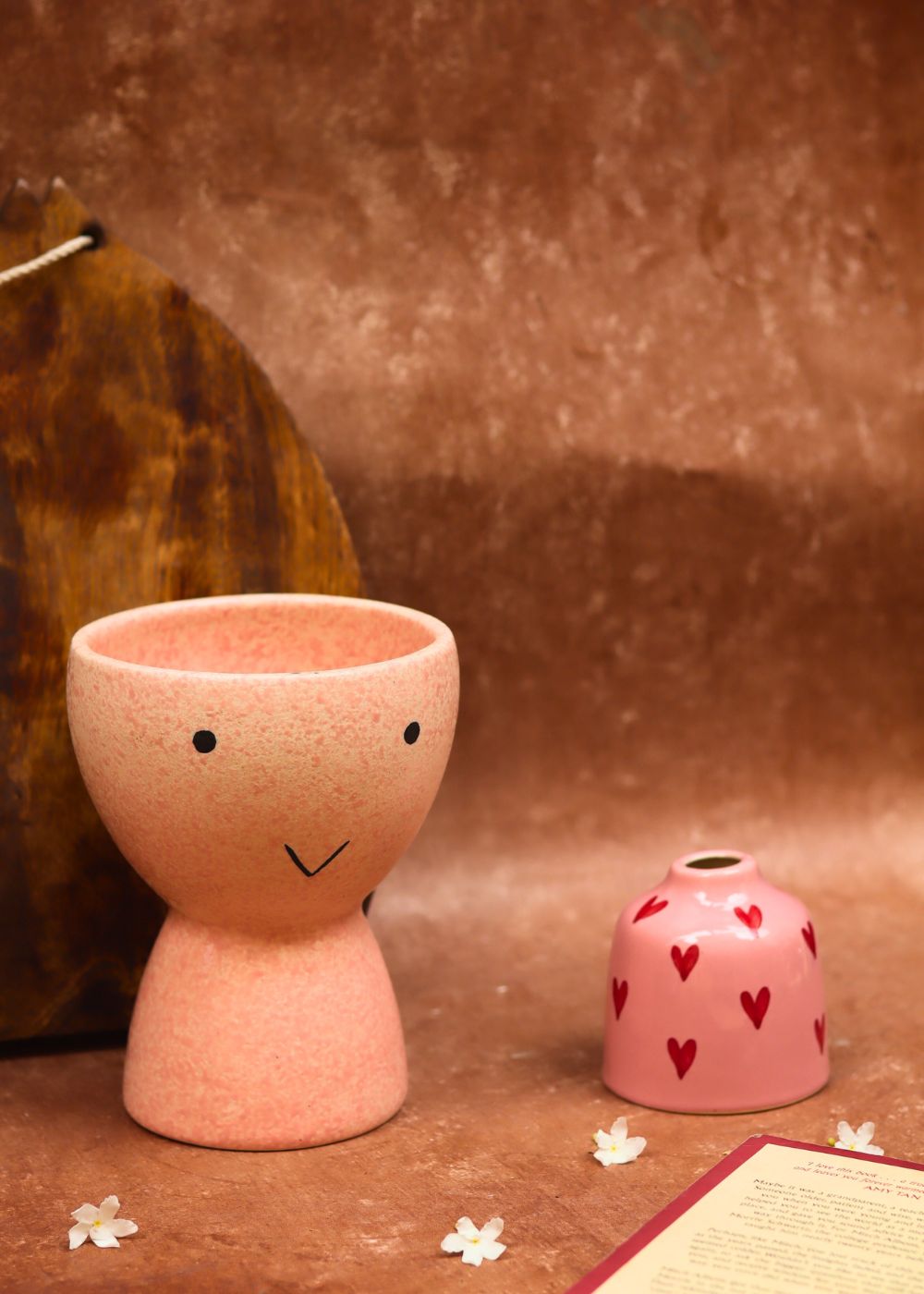 handmade Smiley Face & heart Bud vases combo