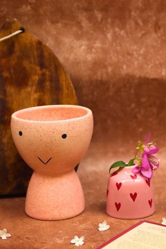 Smiley Face & heart Bud vases combo made by ceramic