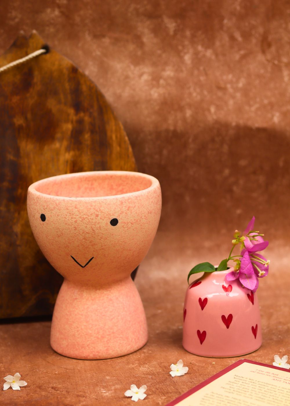 Smiley Face & heart Bud vases combo made by ceramic