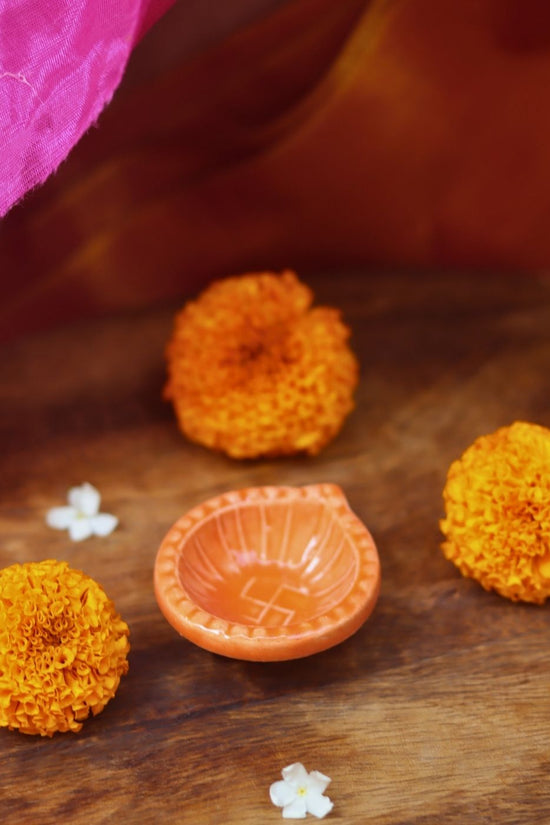 Handmade Diwali Diya - Orange