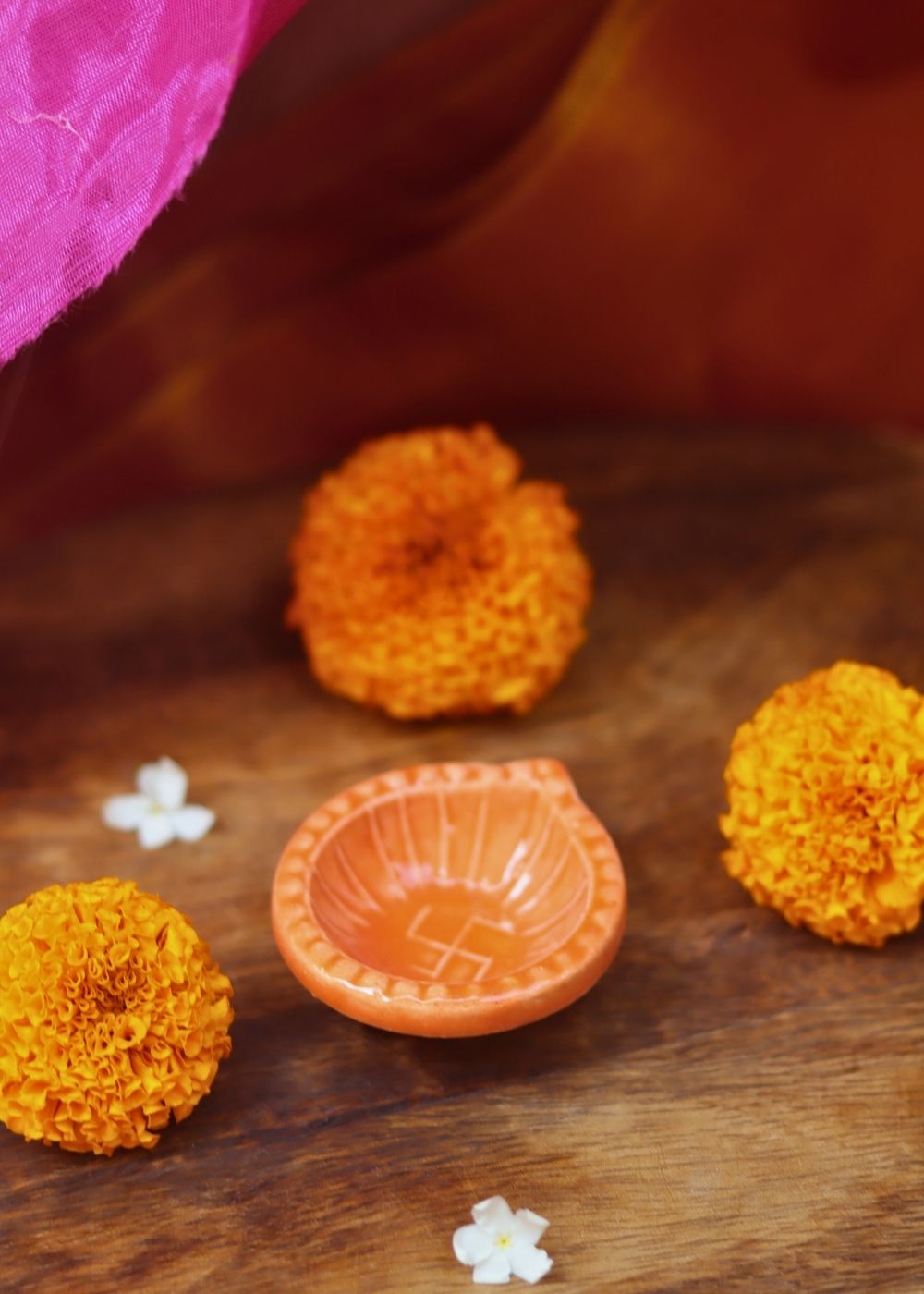 Handmade Diwali Diya - Orange