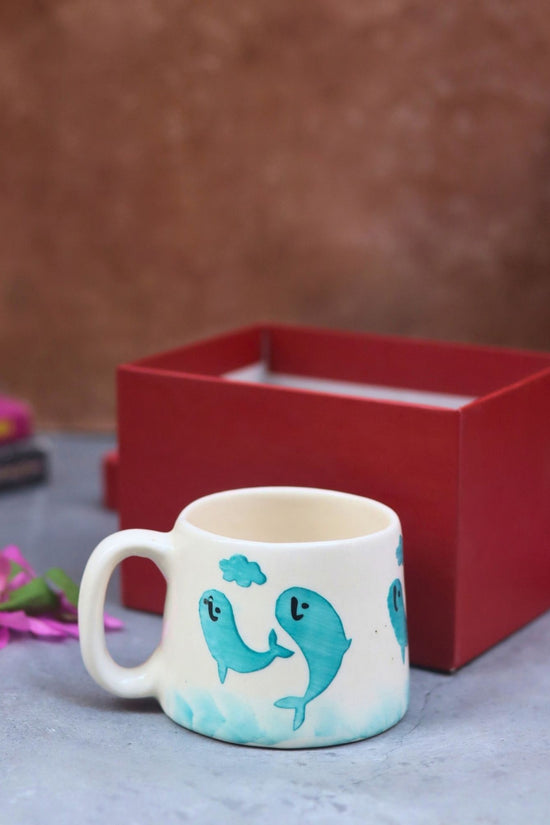 Dolphin Mug in a Gift Box handmade in India