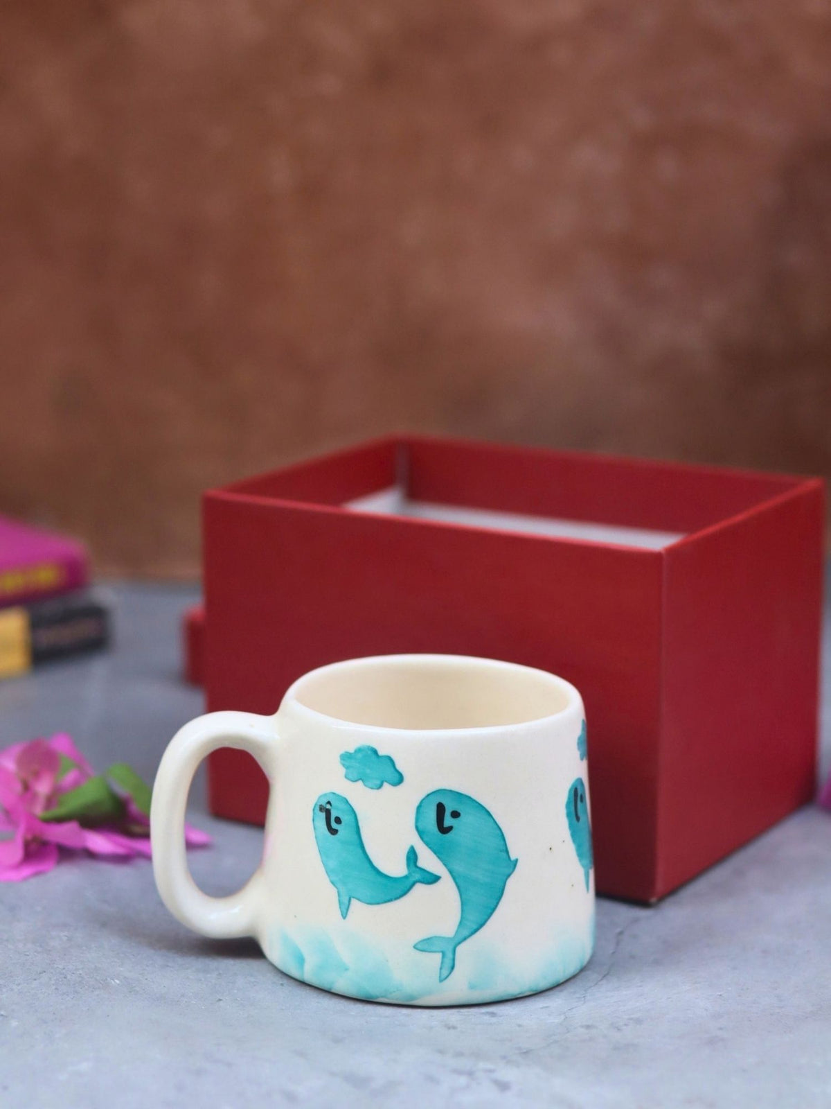 Dolphin Mug in a Gift Box handmade in India