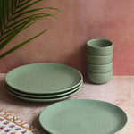 Set of 8 - Sage Green Dinner set made by ceramic