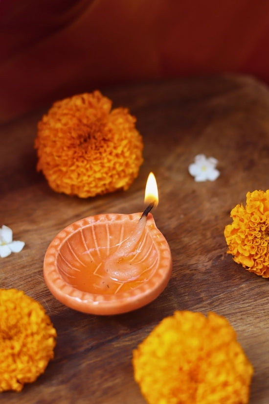 Diwali Diya - Orange made by ceramic