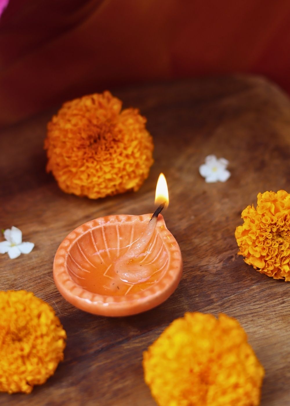 Diwali Diya - Orange made by ceramic