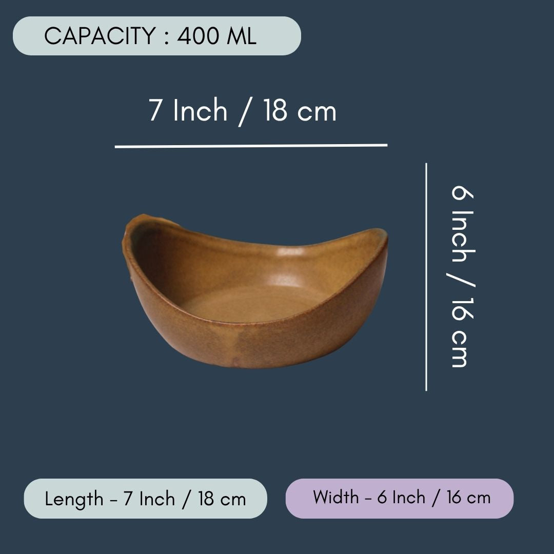 Boat Shaped Brown Curry Bowl