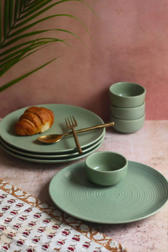Set of 8 - Sage Green Dinner set with premium quality material