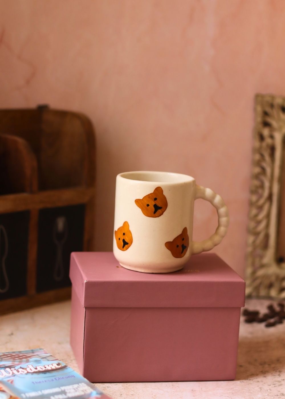 Teddy bear mug in a gift box with premium quality material