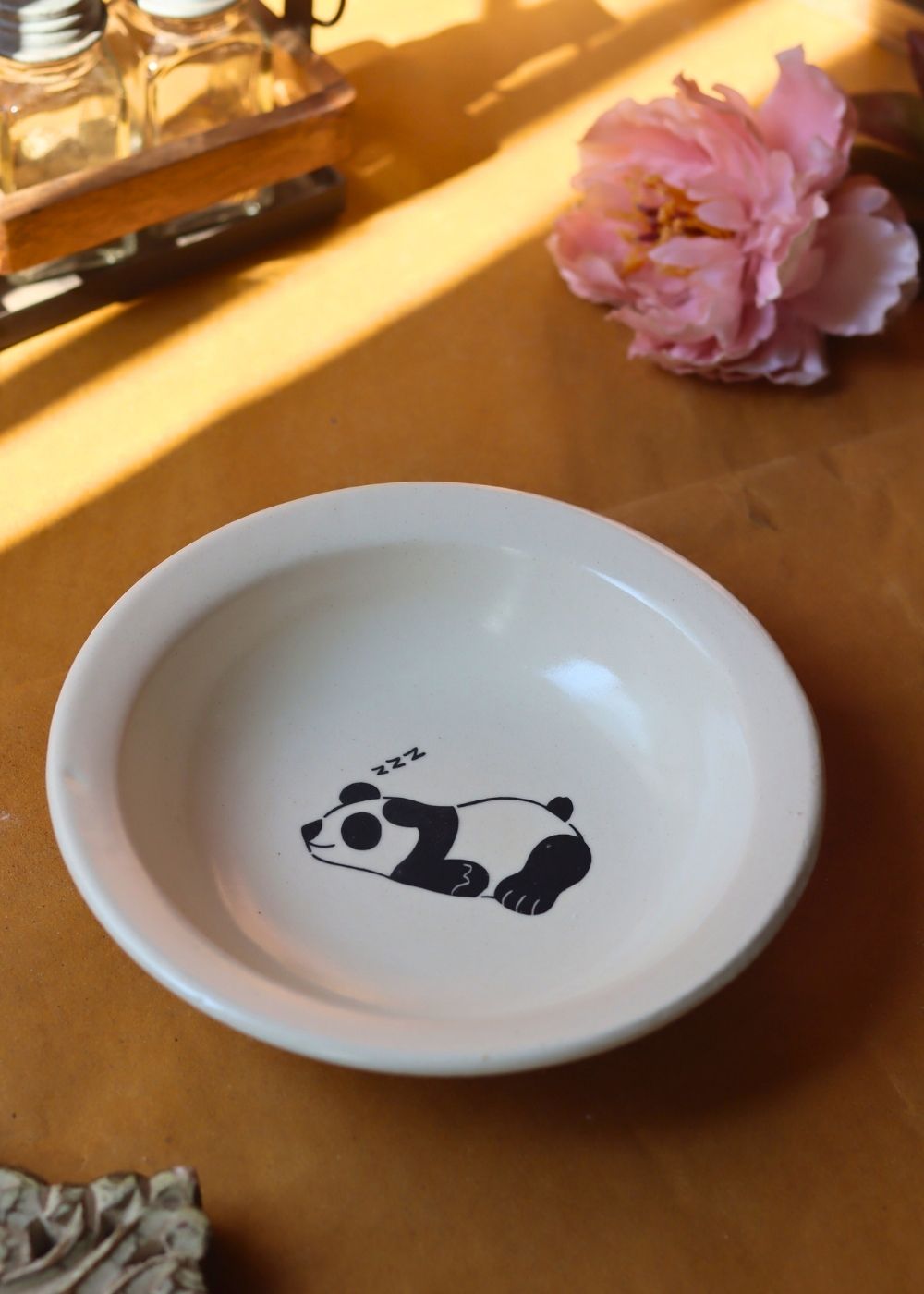 Panda pasta plate made by ceramic