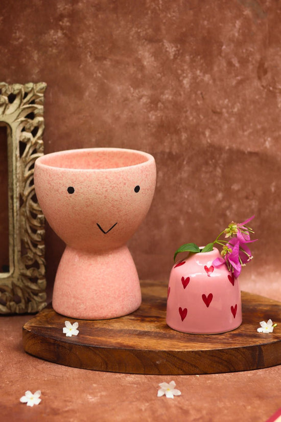 Smiley Face & heart Bud vases combo handmade in India