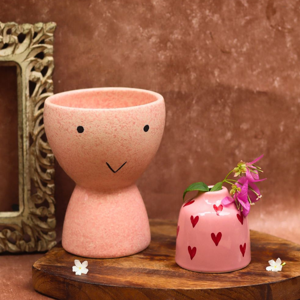 Smiley Face & heart Bud vases combo handmade in India