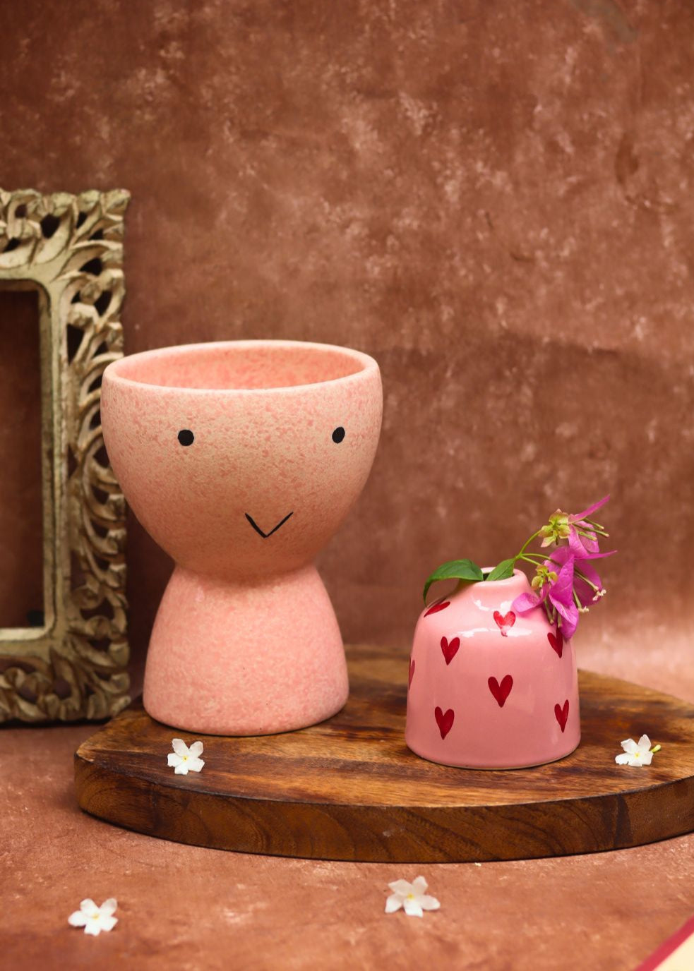 Smiley Face & heart Bud vases combo handmade in India