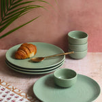 Set of 8 - Sage Green Dinner set handmade in india