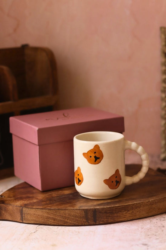 Teddy bear mug in a gift box handmade in India
