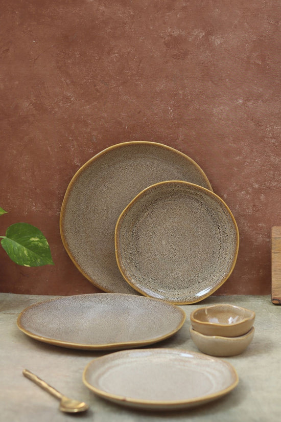 Set of 6 -  Beige Artisanal Dinner Set with premium quality material