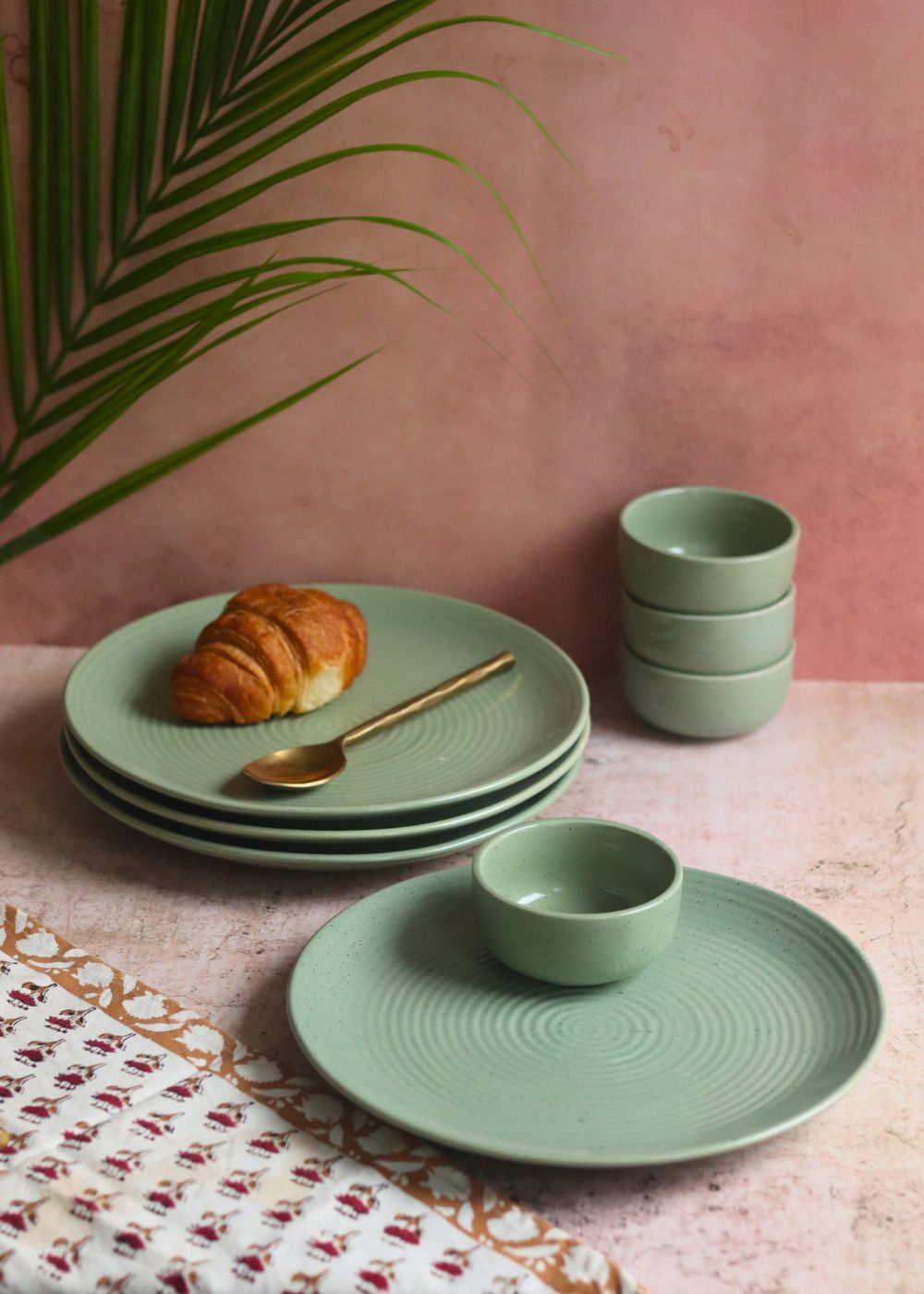 Handmade Set of 8 - Sage Green Dinner set