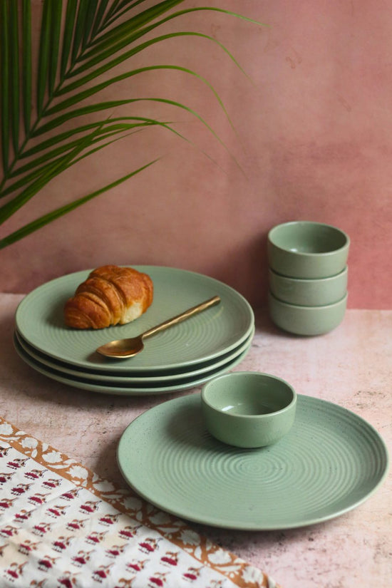Handmade Set of 8 - Sage Green Dinner set