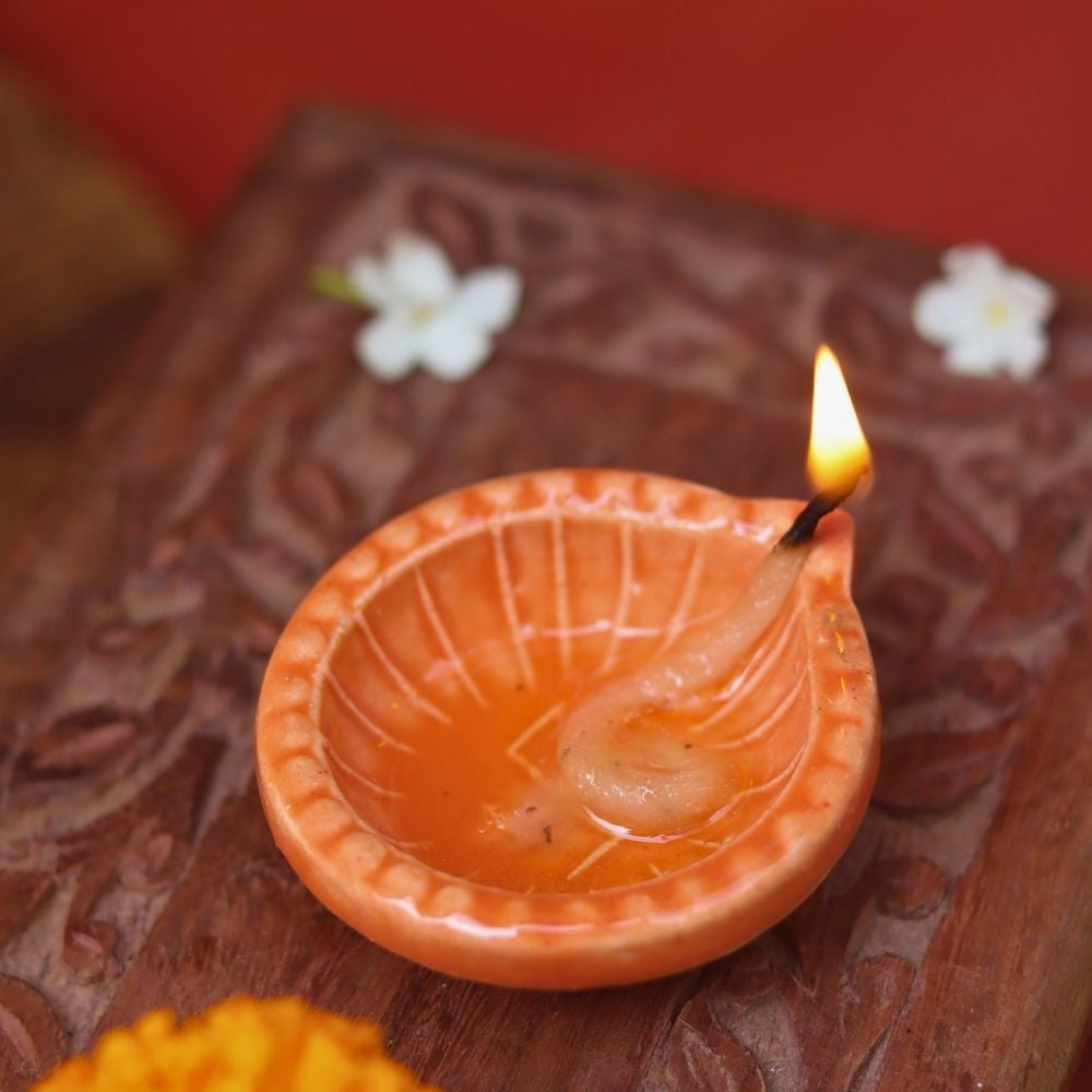 Diwali Diya - Orange handmade in india