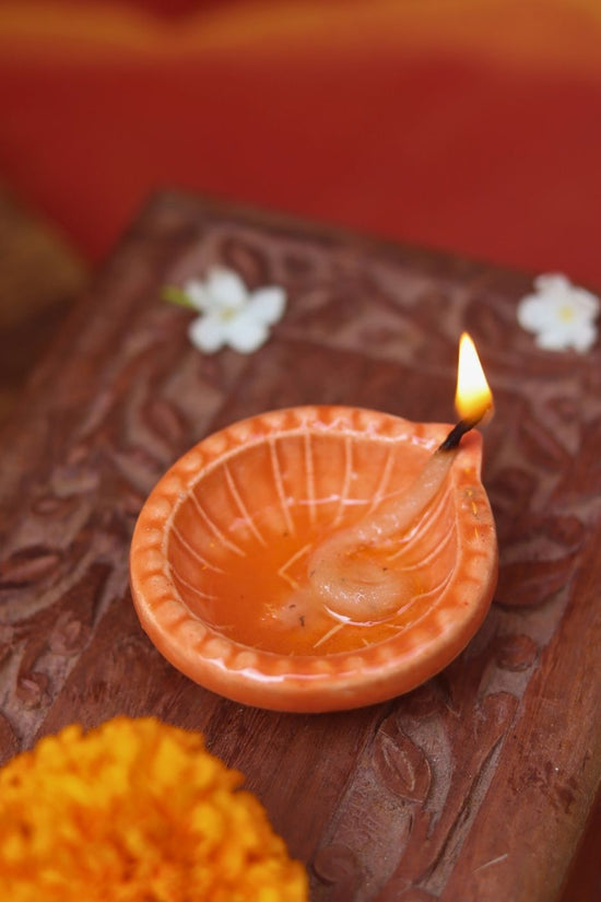 Diwali Diya - Orange handmade in india