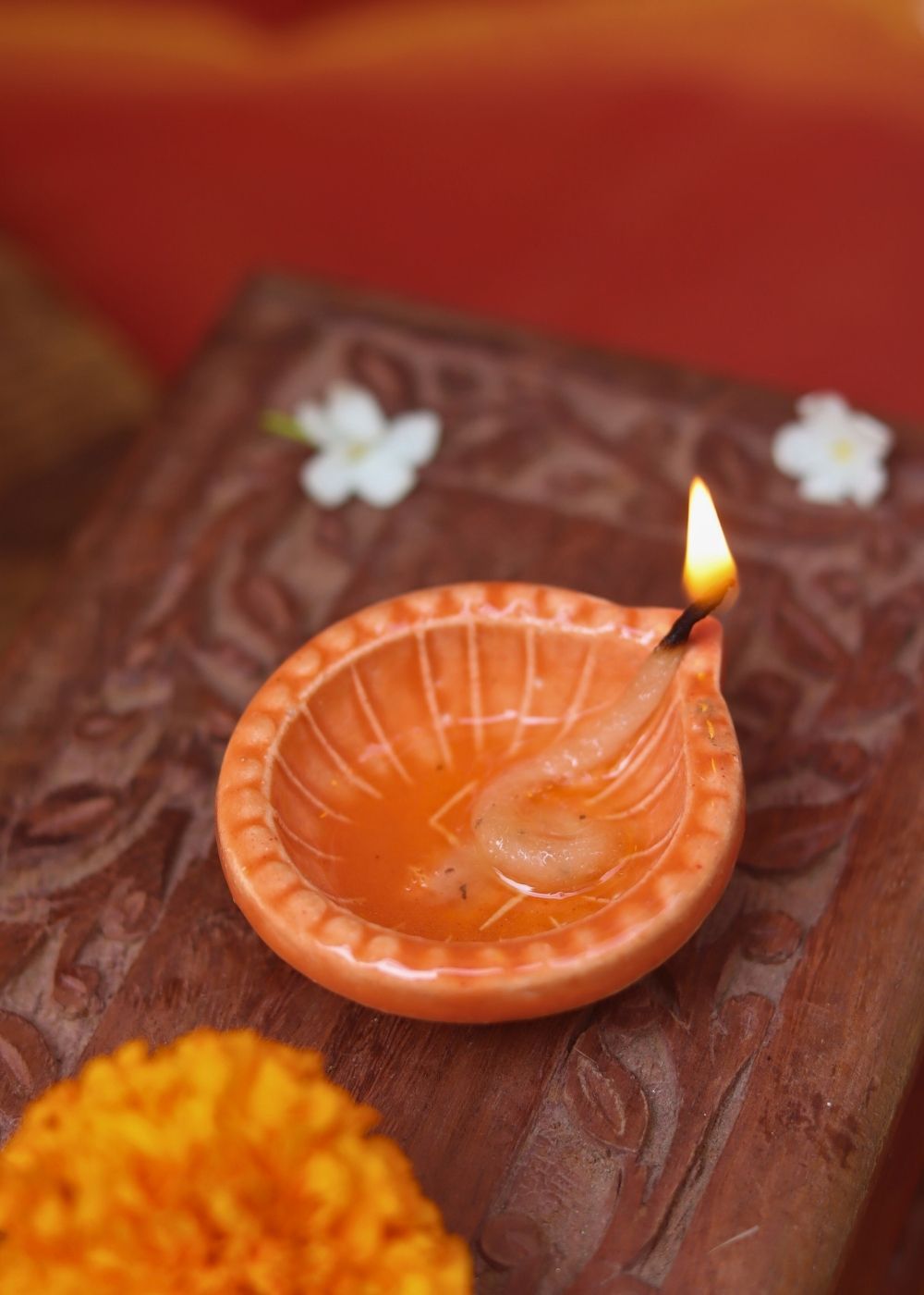 Diwali Diya - Orange handmade in india