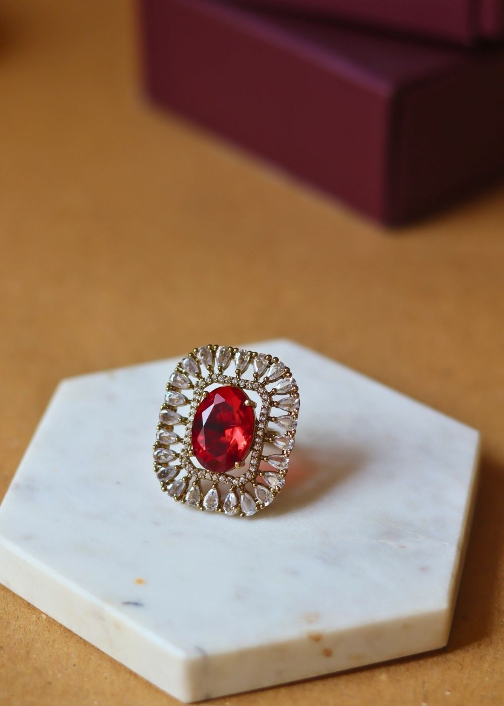 Ruby Aurora Ring handmade in india