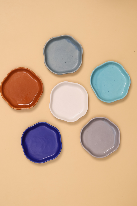 set of six handmade dessert plate combo