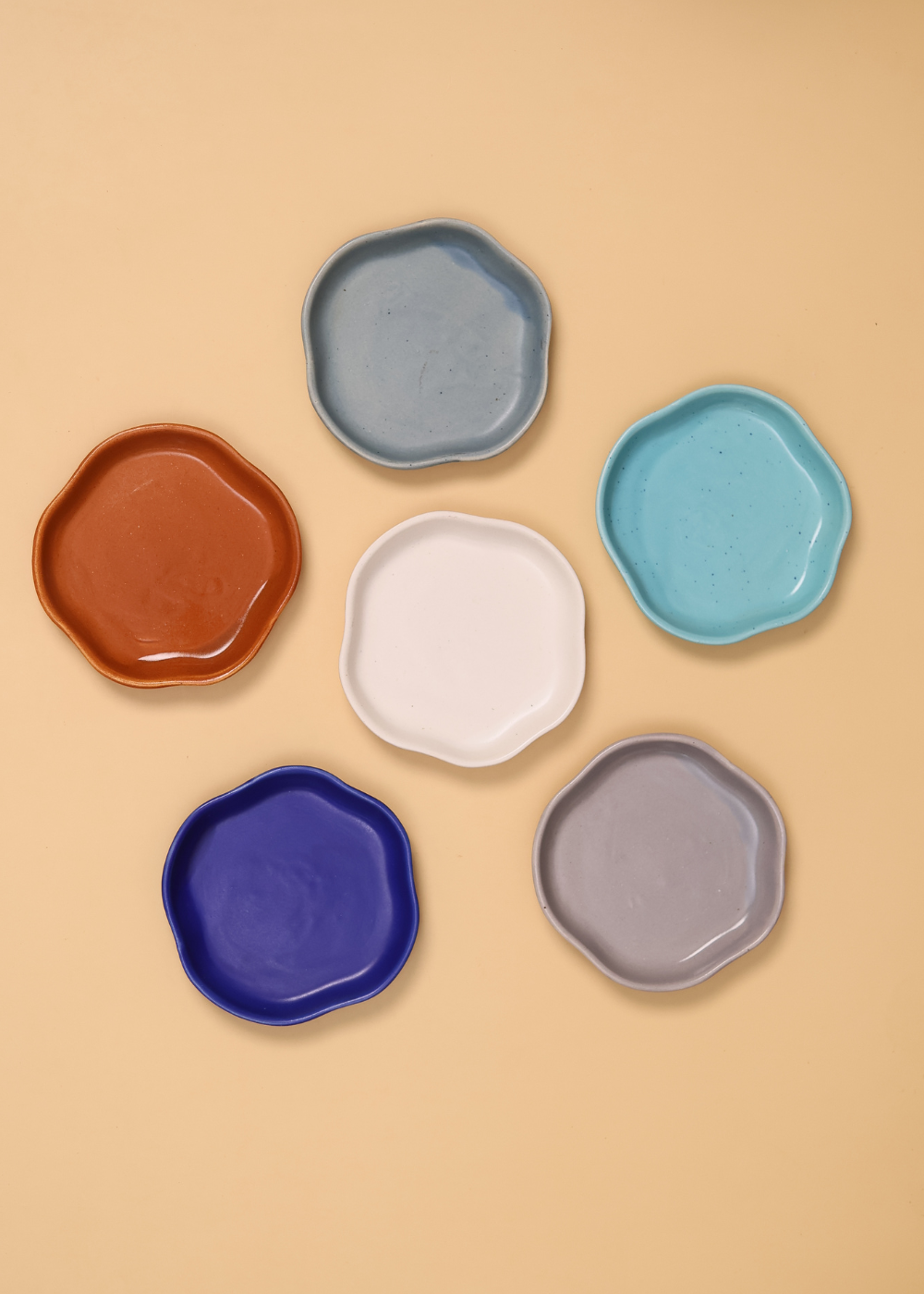 set of six handmade dessert plate combo