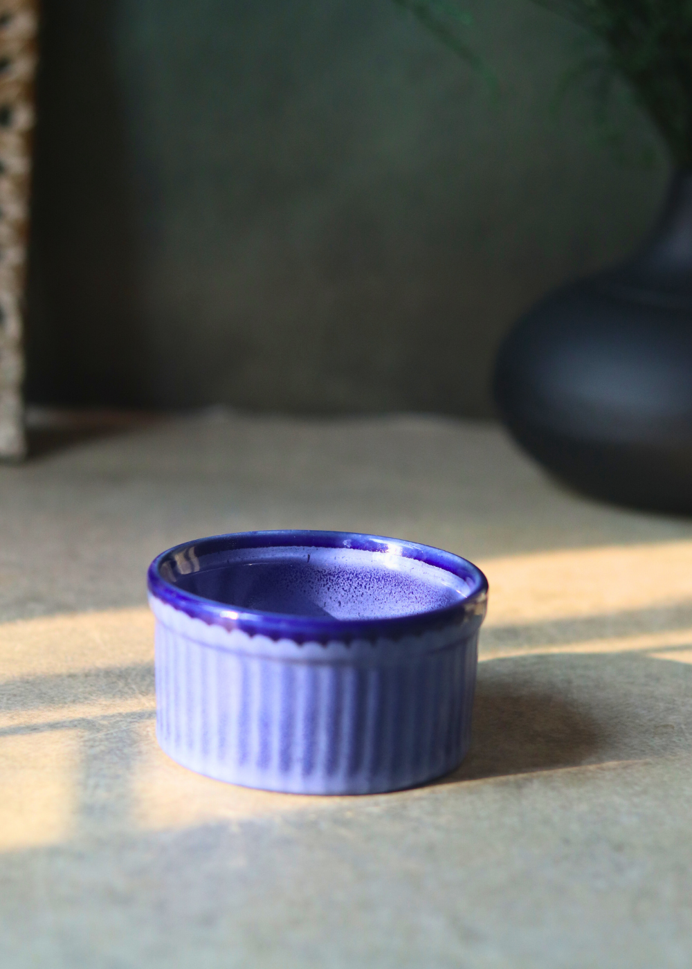 Ceramic ramekin solid blue 