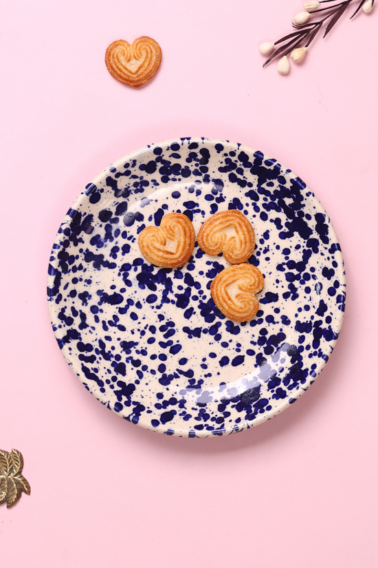 Blue flecked quarter plate 