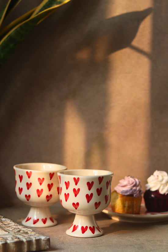 handmade all heart goblet with red & white color