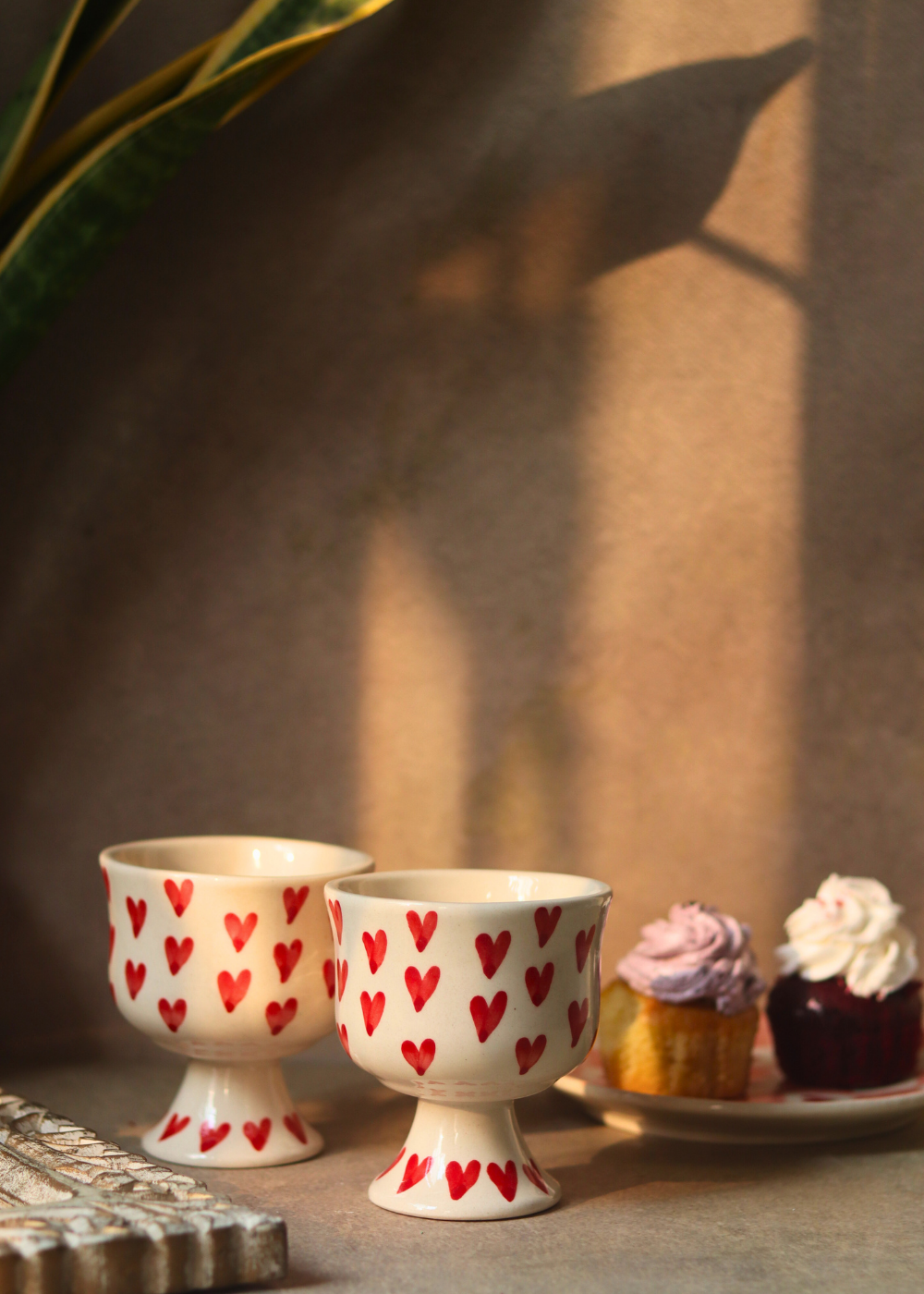 handmade all heart goblet with red & white color