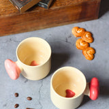 Set of 2 - Red & Pink Heartbeat Coffee Mugs made by ceramic