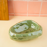 pistachio stoneware curry bowl with oval shaped design
