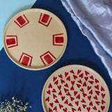 Set of 2 - Red Brick & All Heart Platter handmade in india