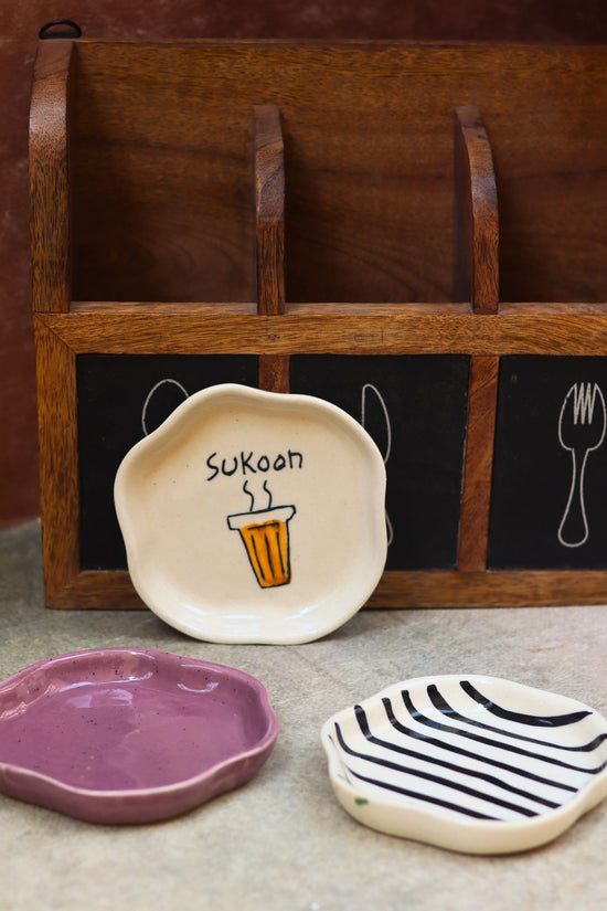 Zebra, Sukoon & Lavender Handmade Dessert Plate - Set of 3